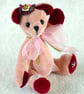 Orchid, a 6" collectable bear handmade from vintage materials - Image 1