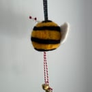 Handfelted Funky Bee Christmas Bauble
