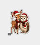 Unique Funny Christmas Sticker Xmas Decal For Adults - Owl & Deer - Image 1