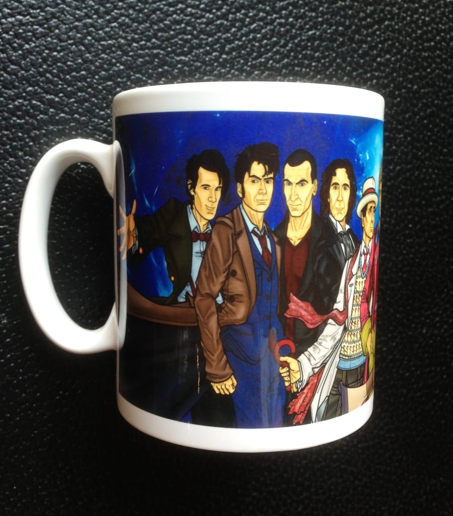 Celebrate all the Doctors. Mug with all Eleven Doctors 50th Anniversary Special