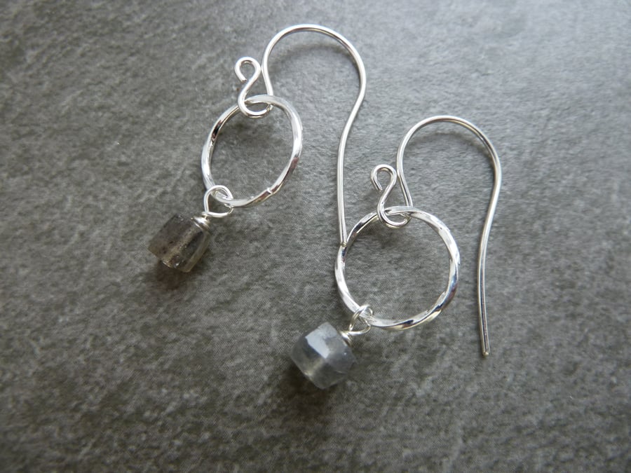 sterling silver earrings, labradorite gemstone