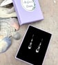 Tear-drop Shaped Hoop Earrings with Hammered Bead in Sterling Silver - Image 8