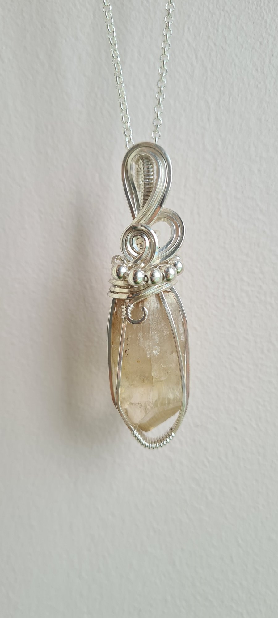 Natural Raw Citrine & 925 Silver Large Necklace Pendant Gift Crystal Jewellery