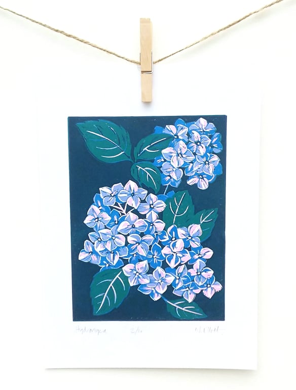 Hydrangea - linoprint