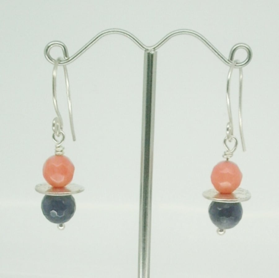 Amethyst and Coral Earrings