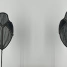 Stained glass raven plant stakes