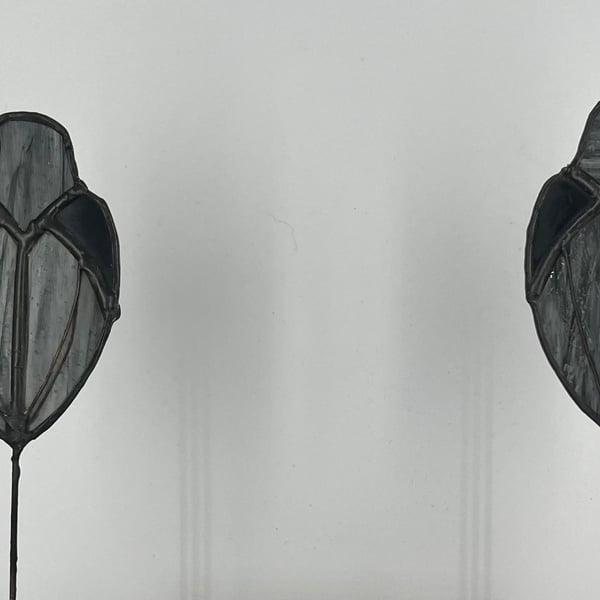 Stained glass raven plant stakes