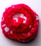 Dark Pink and White Crocheted Flower Brooch - Image 1