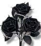 Gothic Black Leather Roses in Skull Vase – Handmade Dark Flower Arrangement - Image 2