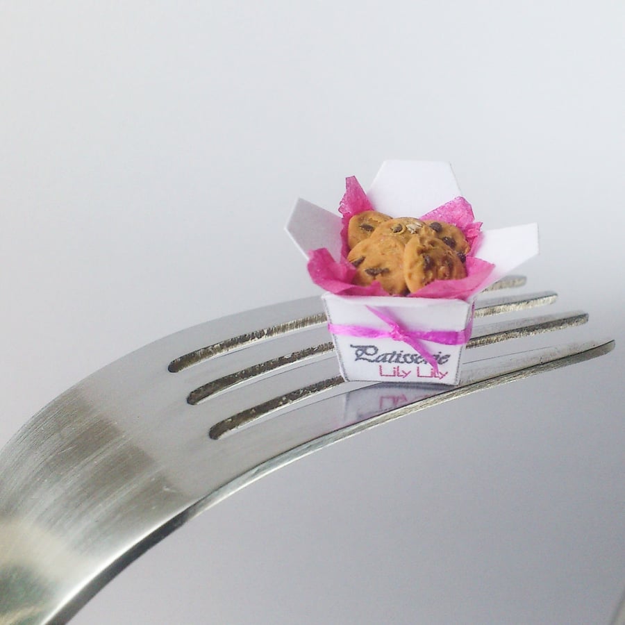 Chocolate chip cookies, miniature, handmade, 1:12 scale by Lily Lily Handmade 