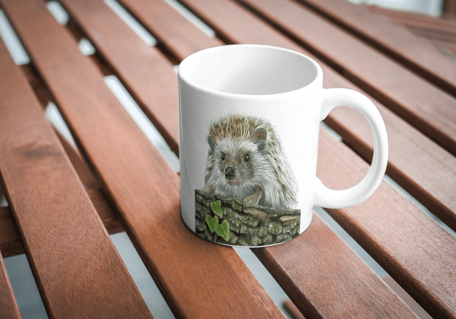 Hedgehog Mug, 11oz mug, Wildlife Inspired gift, Art Mug, Wildlife Lover