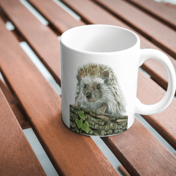 Hedgehog Mug, 11oz mug, Wildlife Inspired gift, Art Mug, Wildlife Lover