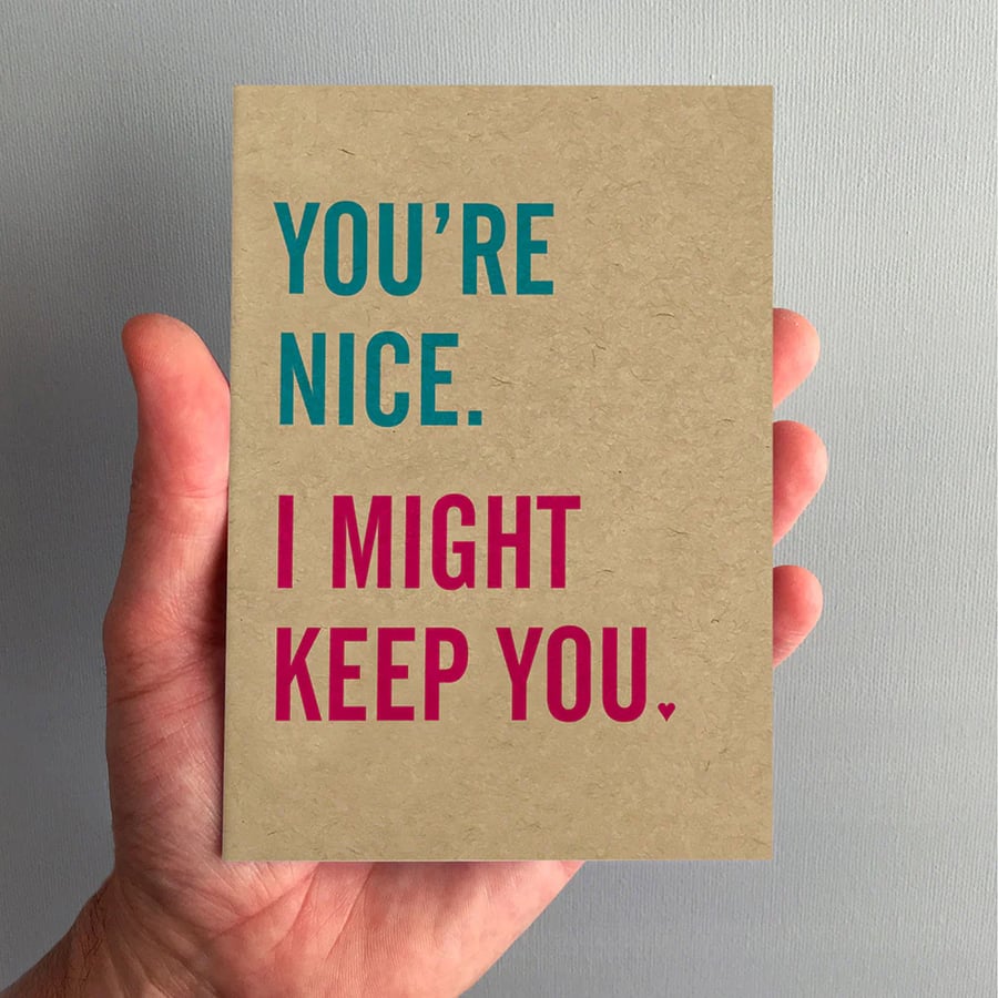 You're Nice, I Might Keep You - Funny Valentine Anniversary Greeting Card