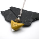yellow brown ceramic bird pendant necklace