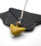 yellow brown ceramic bird pendant necklace