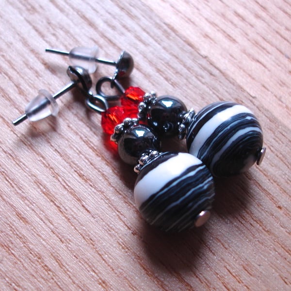 Sparkly Gothic Drop Bead Earrings