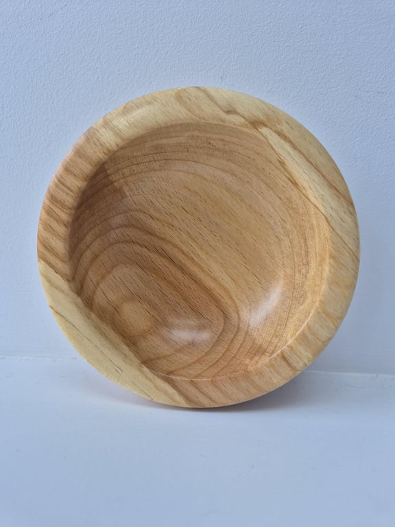 Small hand turned beech decorative bowl