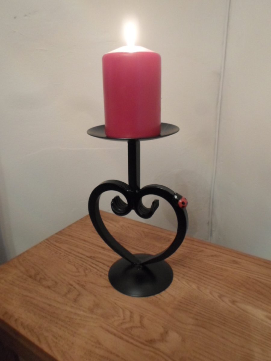 Heart Candle Holder..........Wrought Iron (Forged Steel) Hand Crafted