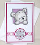 Pink cute bear birthday card - Image 4