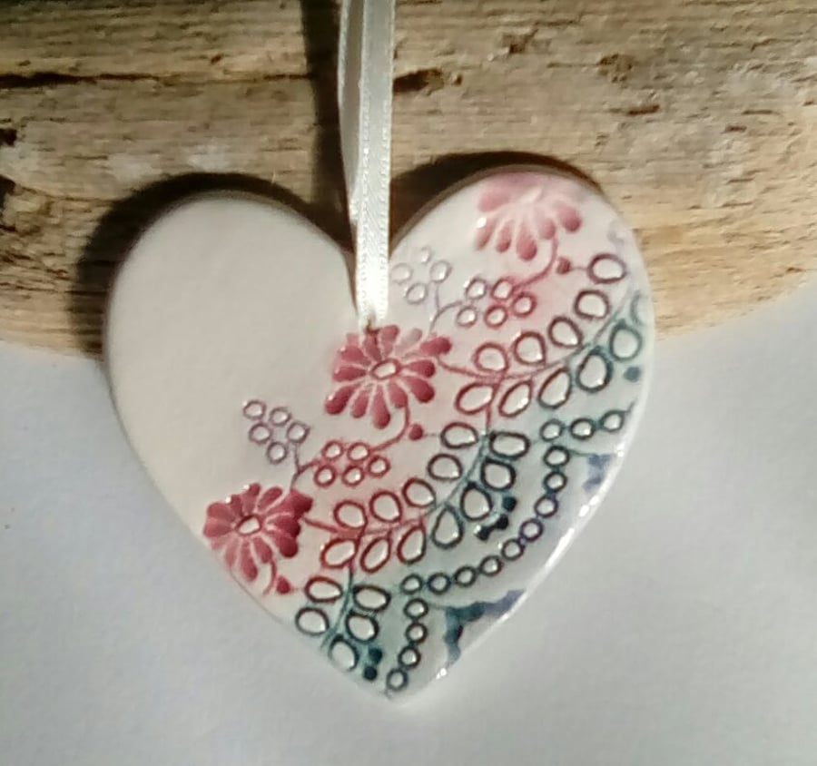 Ceramic heart hanging