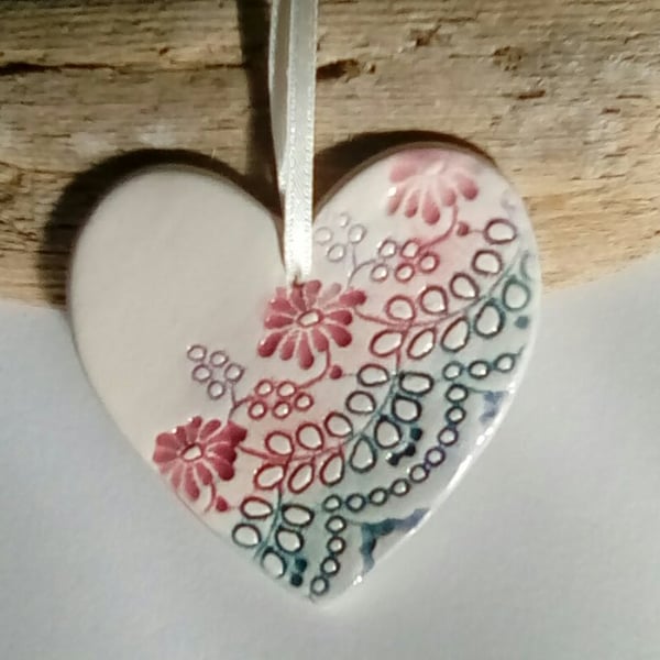 Ceramic heart hanging