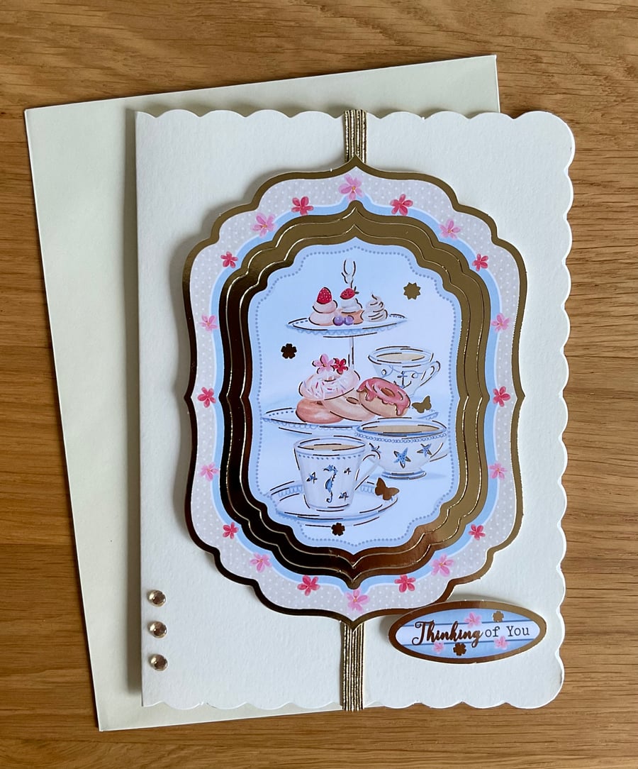  Card. Afternoon tea card for birthday, Mother’s Day or any occasion.