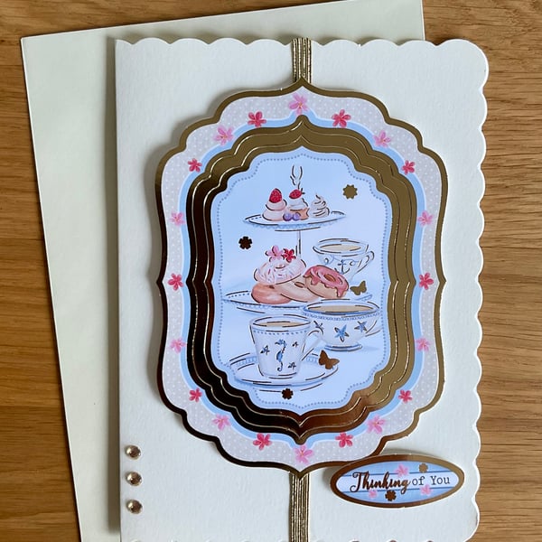 Card. Afternoon tea card for birthday, Mother’s Day or any occasion.