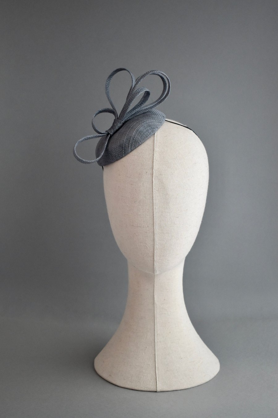 Handcrafted Blue-Grey Button Shaped Percher Hat