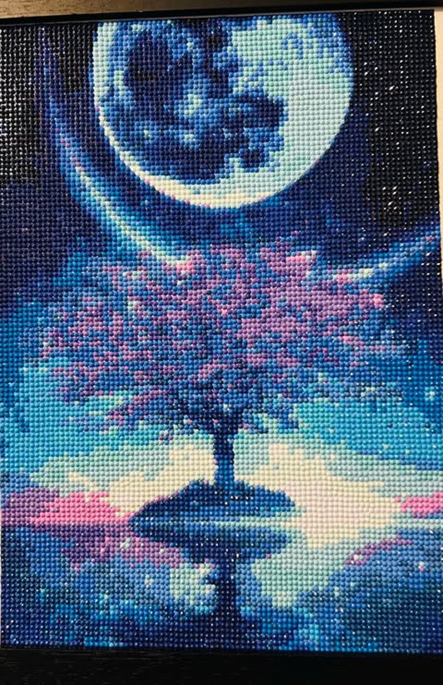 Diamond ART Painting  Moon, Tree, and Lake