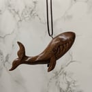 Unique and beautiful Hand carved wooden whale necklace 