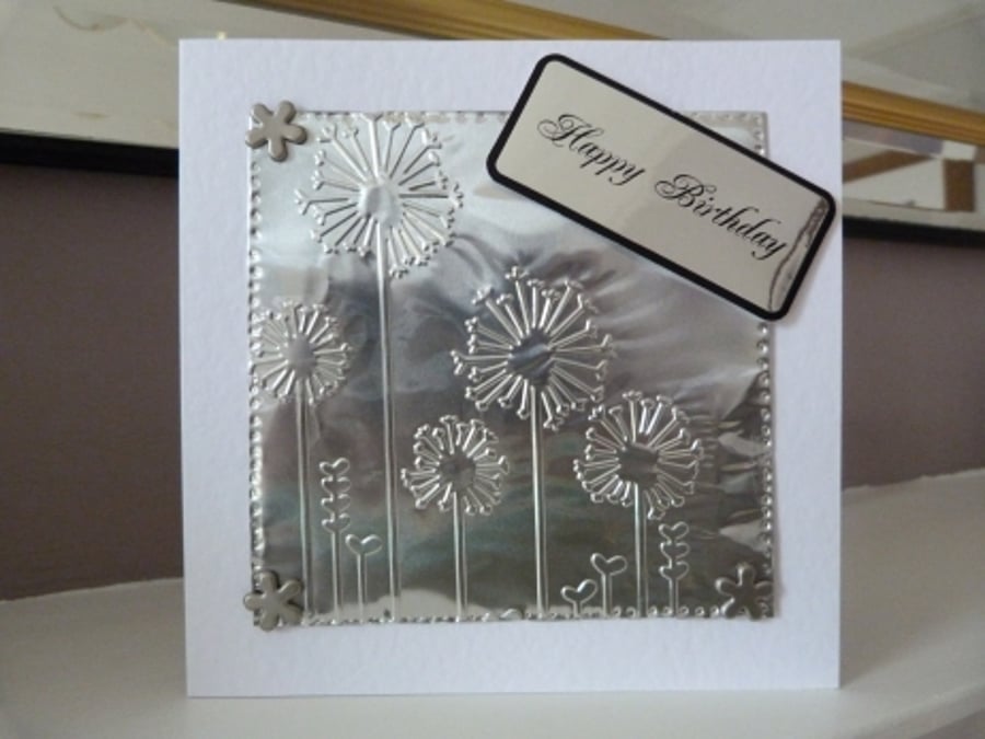 Silver Dandelion Birthday Card