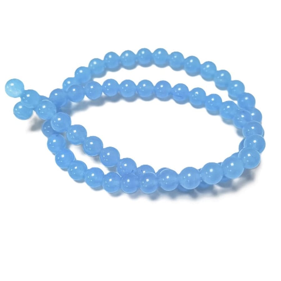 Malaysian Jade Cyan 6mm Smooth Rounds, Grade A, Natural Authentic Gemstone Beads