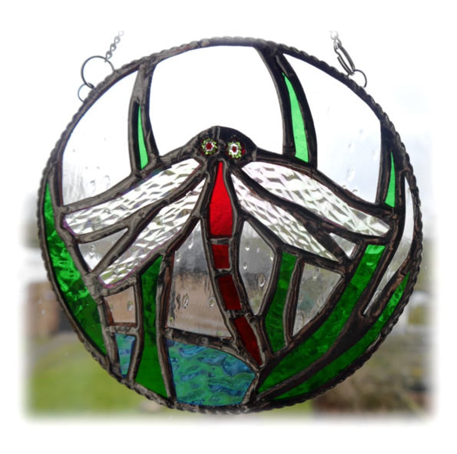 Dragonfly Ring Stained Glass Suncatcher Handmade 