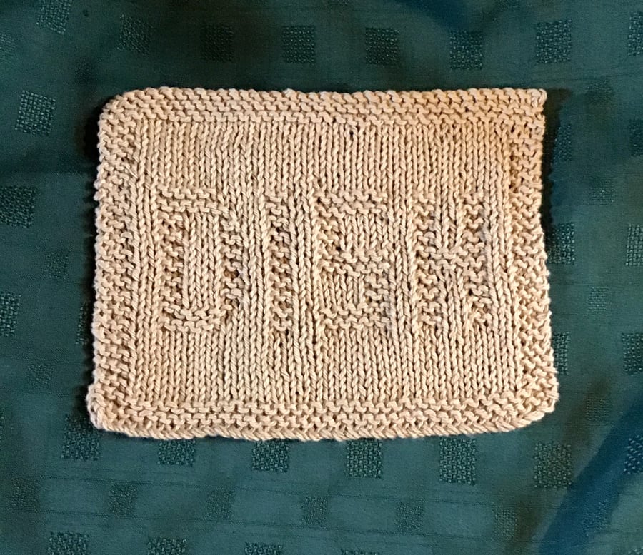 Dishcloth Hand Knit 100% Cotton Beige 
