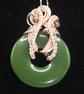 Wire wrapped jade green donut pendant - Image 6