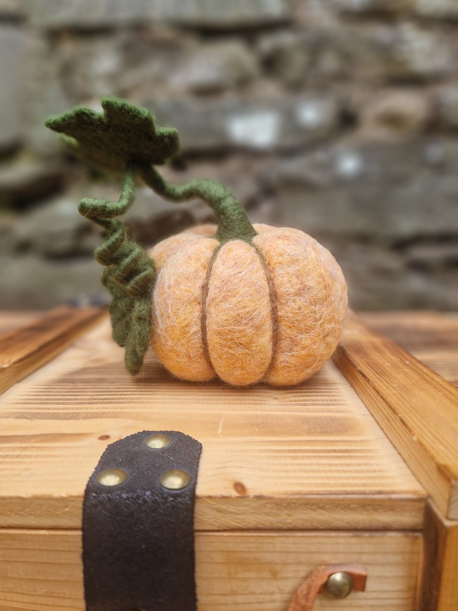 Ghost Pumpkin! Felted Halloween display piece