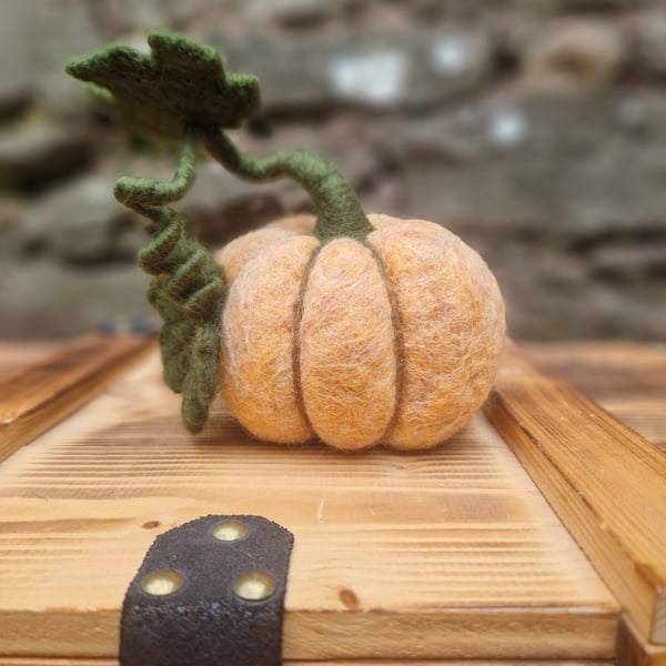 Ghost Pumpkin! Felted Halloween display piece
