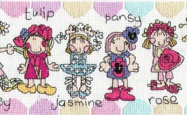 Bang on the door - flower girls cross stitch chart