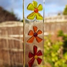 Fused Glass Yellow, Orange & Red Flower Suncatcher