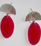 Fuchsia Acrylic and Silver Handmade Earrings - Image 4