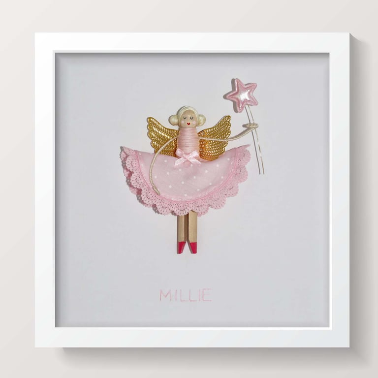 Personalised Fairy Peg Doll Framed