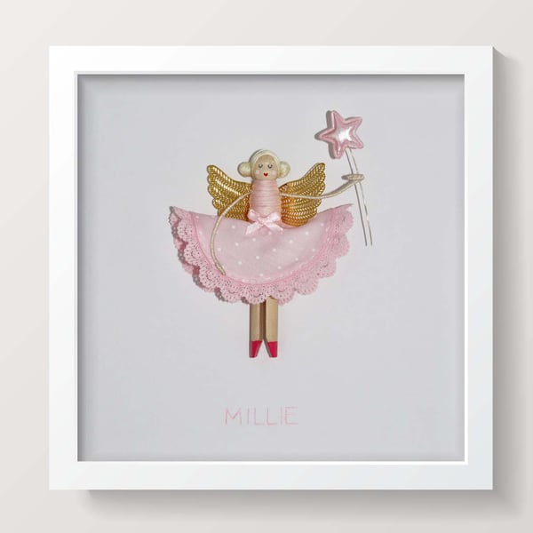 Personalised Fairy Peg Doll Framed