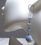 Blue Sky Sterling Silver Earrings featuring Cube and Hexagonal blue Opals