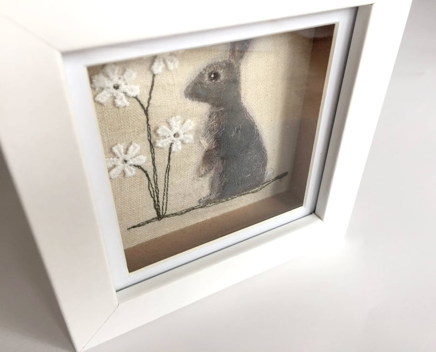 rabbit, rabbit picture, rabbit gift, small picture, framed picture, small framed