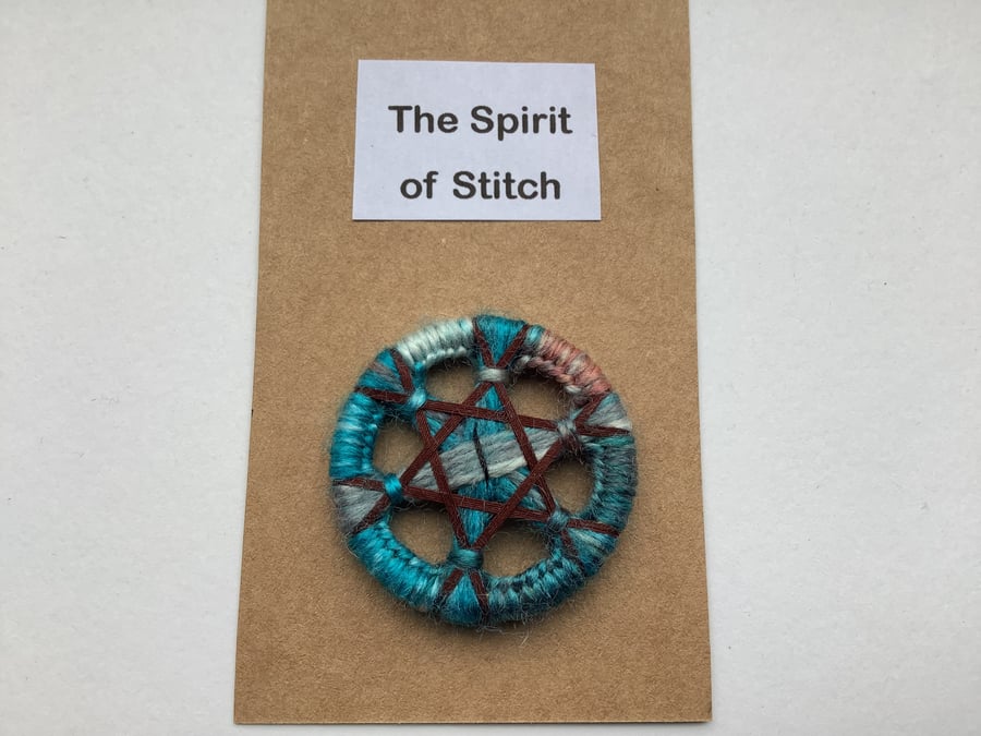 Single handmade button celtic 33mm multicoloured
