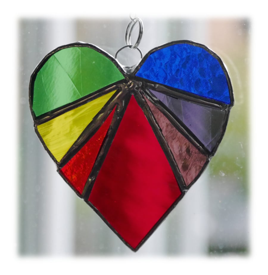 Love Heart (Rainbow) Stained Glass Suncatcher 8cm 029