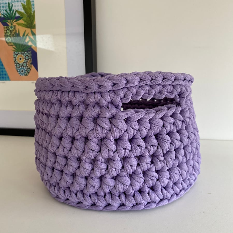 RESERVED FOR MAGDALENA - Crochet basket made with upcycled tshirt yarn - lilac
