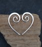 'Forever in my Heart" Silver Spiral Stud Earrings, Large Silver Studs