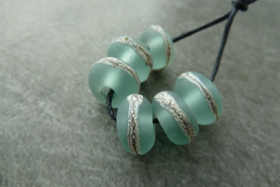 aqua wrapped lampwork glass beads