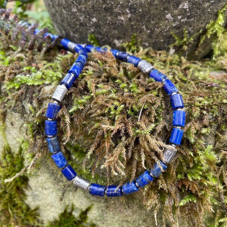 Lapis lazuli and sterling silver necklace.